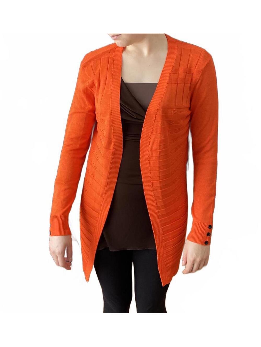 NWT Lovecode Red Orange Open Cardigan Size Small